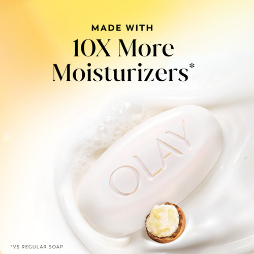 Beauty Bar with Vitamin. Made with 10x more moisturizers*. *vs regular soap