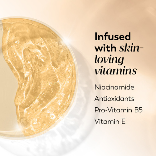 Ingredient image. Infused with skin loving vitamins. Niacinamide, antioxidants, pro vitamin B5, vitamin E.