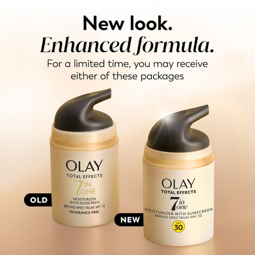Total Effects Face Moisturizer SPF 30 old design and new design. Enhanced formula. For a limited time you may receive either of these packages.