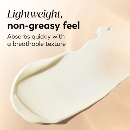 Texture swipe. Lightweight non greasy feel. Absorbs quickly with a breathable texture