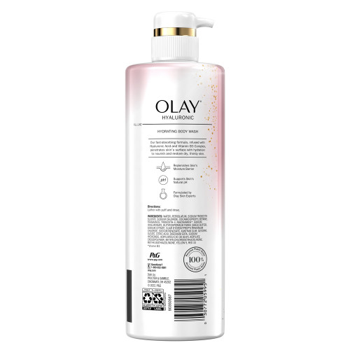 Olay Cleansing & Nourishing Body Wash with Vitamin B3 and Hyaluronic Acid, 20 fl oz
Back of Pack