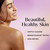 Model posing and smiling showing glowing skin. Beautiful, healthy skin. Gentle cleanse, dermatologist tested, non drying