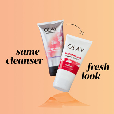 Regenerating Cream Cleanser old version and new version bottle design. Same Cleanser. Fresh look.