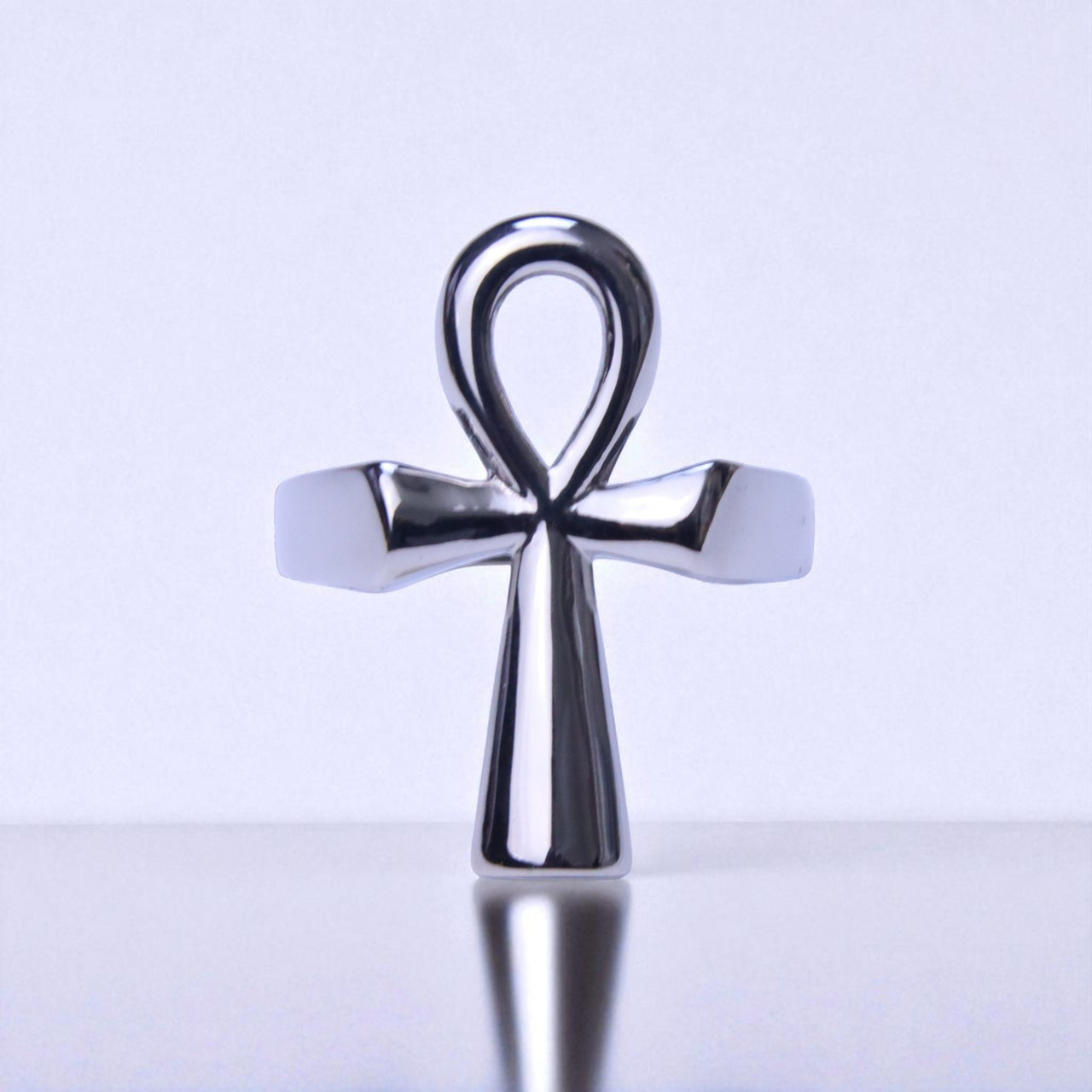 Stainless Steel Ankh Cross Ring - Ancient Egyptian Symbol - Men's Women's Band Size 6-10