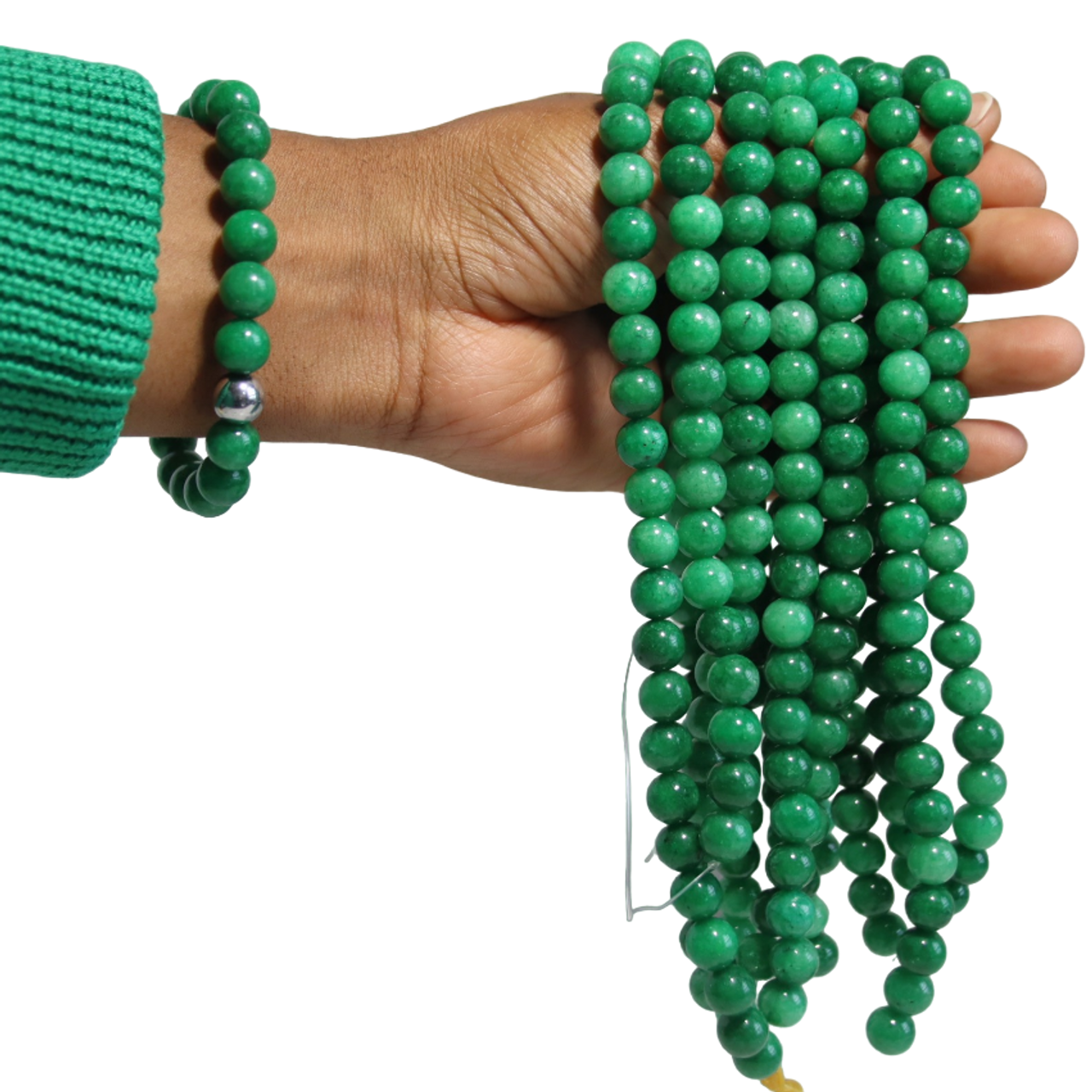 Wyatt BOYBEADS Green 10mm mens natural jade stone bead bracelet - BOYBEADS  New York