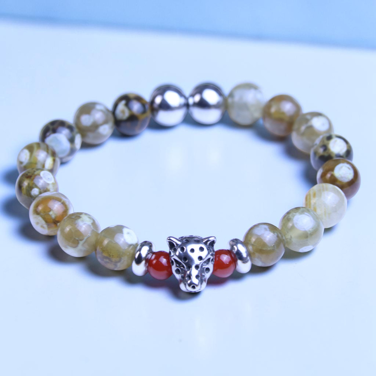 Sybil the Leopard BOYBEADS 10mm Ocean Jasper bead bracelet for men