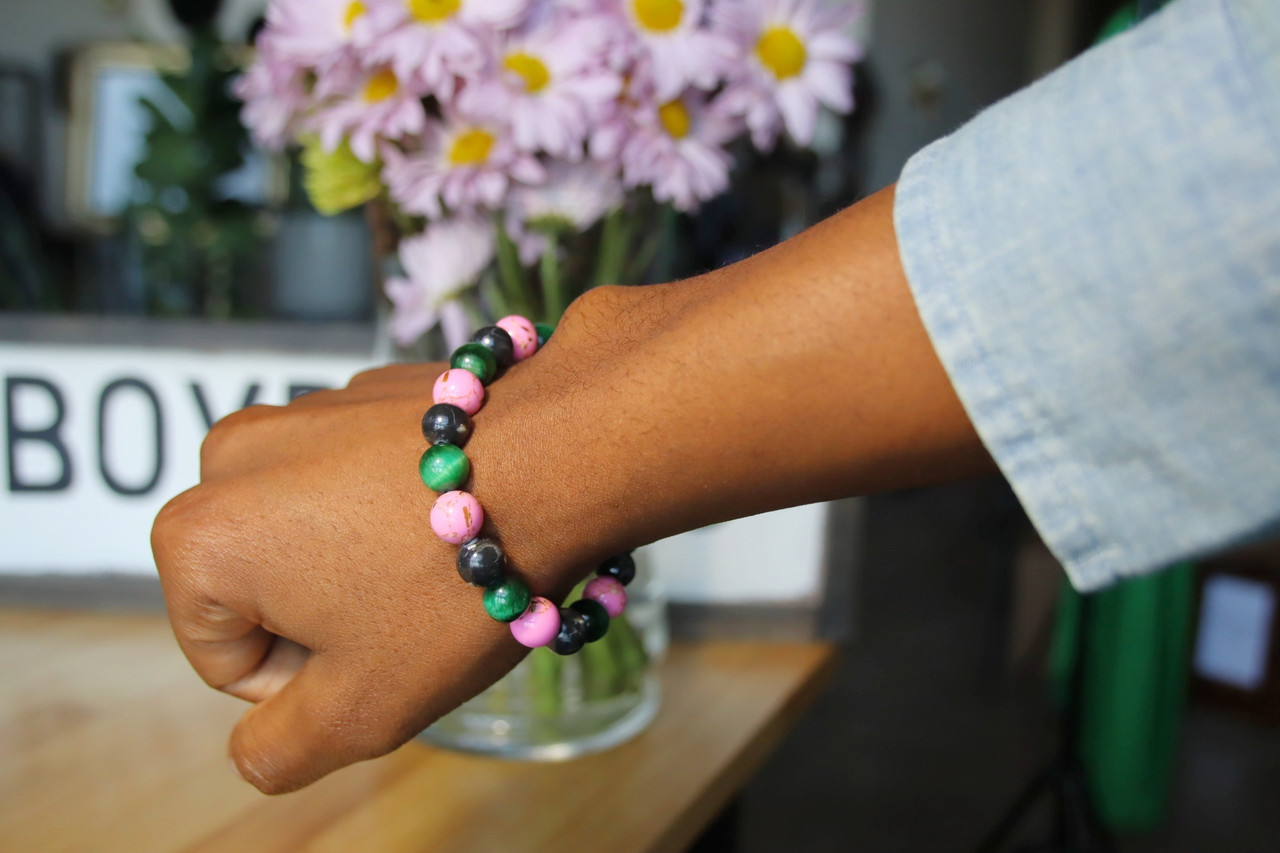 Green Wooded 12mm  Mens HANDMADE Bracelet  davidshurlan