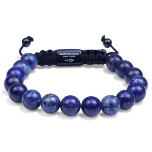 "Lonnie Adjustable" BOYBEADS Natural Blue Lapis Lazuli Bead Bracelet for Men