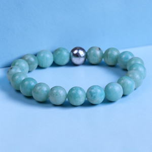 Igor 10mm Natural Blue/Green Russian Amazonite  Beaded Bracelet
