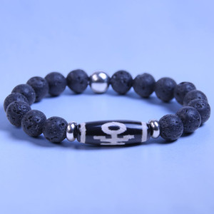 Hu-Man 10mm Volcanic Lava Rock + Agate Beaded Bracelet