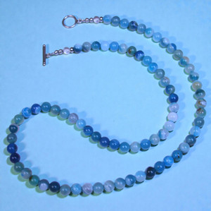 Boybeads Terrell  8mm Blue/White Agate 27" Gemstone Toggle Necklace