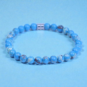 Brent 6mm sky blue sea sediment jasper small bead bracelet by BOYBEADS