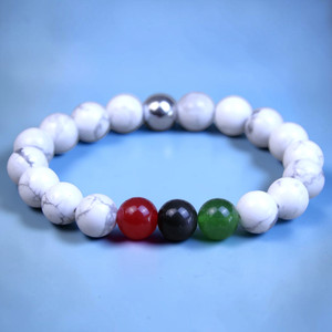 Celebrate Juneteenth 2026 Pan-African Flag Howlite USA 10mm BOYBEADS Bead Bracelet for Men