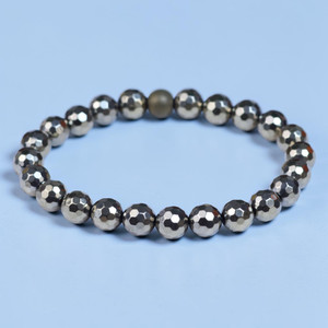 Scotty 8mm faceted light gold hematite  bead bracelet by BOYBEADS