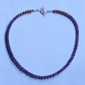 Andrew 6mm Purple Amethyst Gemstone Toggle Necklace 22"