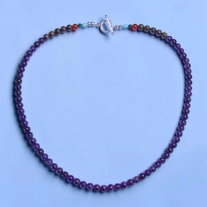 Andrew 6mm Purple Amethyst Gemstone Toggle Necklace 22"