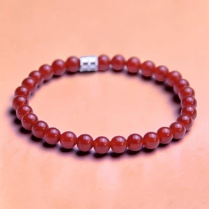 Autumn 6mm BOYBEADS Orange Agate Handmade Beaded Bracelet for Guys