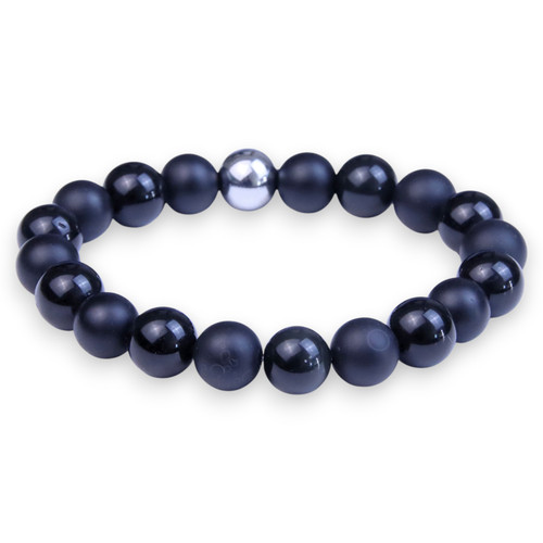 The Dark Knight BOYBEADS Matte + Polished Black Obsidian 10mm Men's Beaded Bracelet