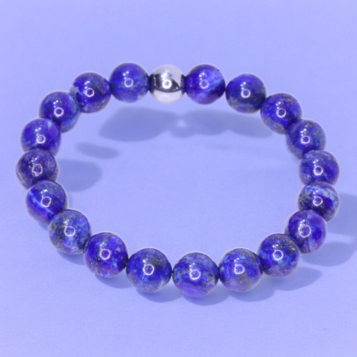 "Lonnie 10mm" BOYBEADS Natural Blue Lapis Lazuli Bead Bracelet for Men