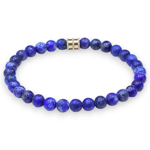 "Lonnie 6mm" BOYBEADS Natural Blue Lapis Lazuli Bead Bracelet for Men