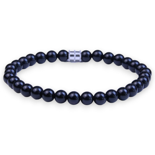"Okoro" 6mm polished black obsidian Beaded Bracelet by BOYBEADS