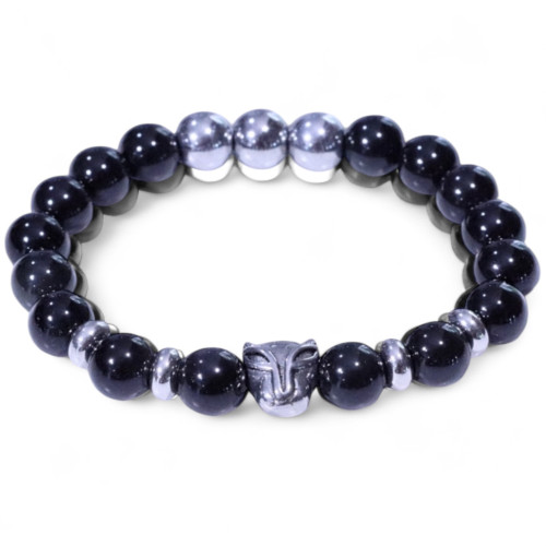 "The Black Panther" BOYBEADS 10mm Black Obsidian, Stainless Steel Bead Bracelet