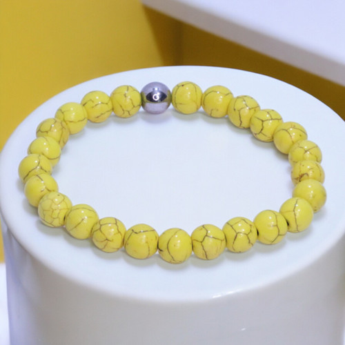 "Solara" BOYBEADS 10mm Yellow Turquoise Howlite Bracelet