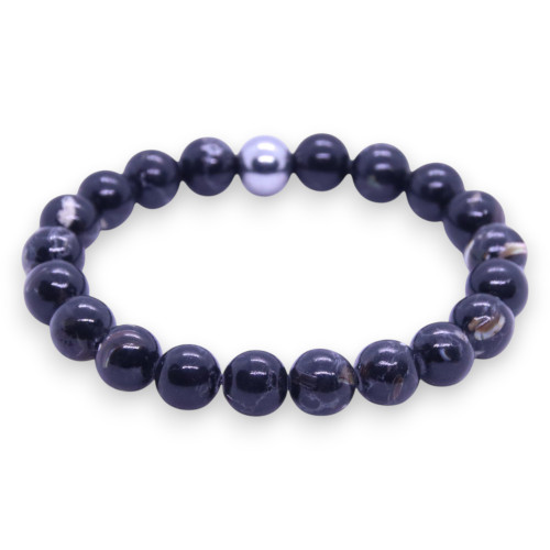 "Aldo" BOYBEADS Black Mother of Pearl Shell Bead Bracelet for Guys