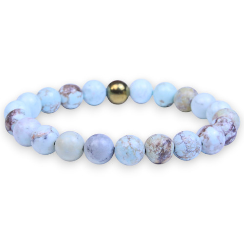 Tommy 10mm Bright Blue Turquoise Beaded Bracelet