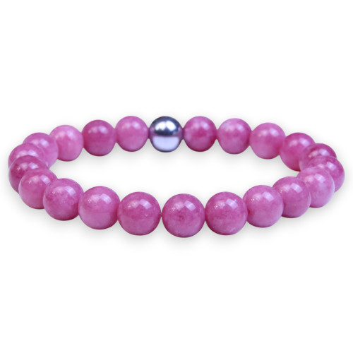 Trey 10mm Ruby Pink Quartz Beaded Bracelet