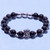 BOYBEADS 'Reflection' Natural 10mm Black Obsidian Stainless Steel Crowned Skull Beaded Bracelet