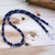 "Lamar" BOYBEADS  6mm Small Beads Lapis Lazuli+  Black Obsidian Duo + Necklace Sterling Silver Handmade Necklace for Him