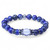 "Prince Aldrick Lapis" BOYBEADS natural 10mm lapis lazuli stainless steel crown beaded bracelet for guys