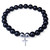 "David" BOYBEADS 8mm Sterling Silver Christian Cross Black Obsidian Bracelet for Men