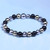 Douglas 8mm faceted silver + light gold hematite +black onyx  bead bracelet by BOYBEADS