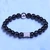 Corinthian BOYBEADS 8mm Faceted Black Obsidian + Sterling Silver CZ Bead Bracelet