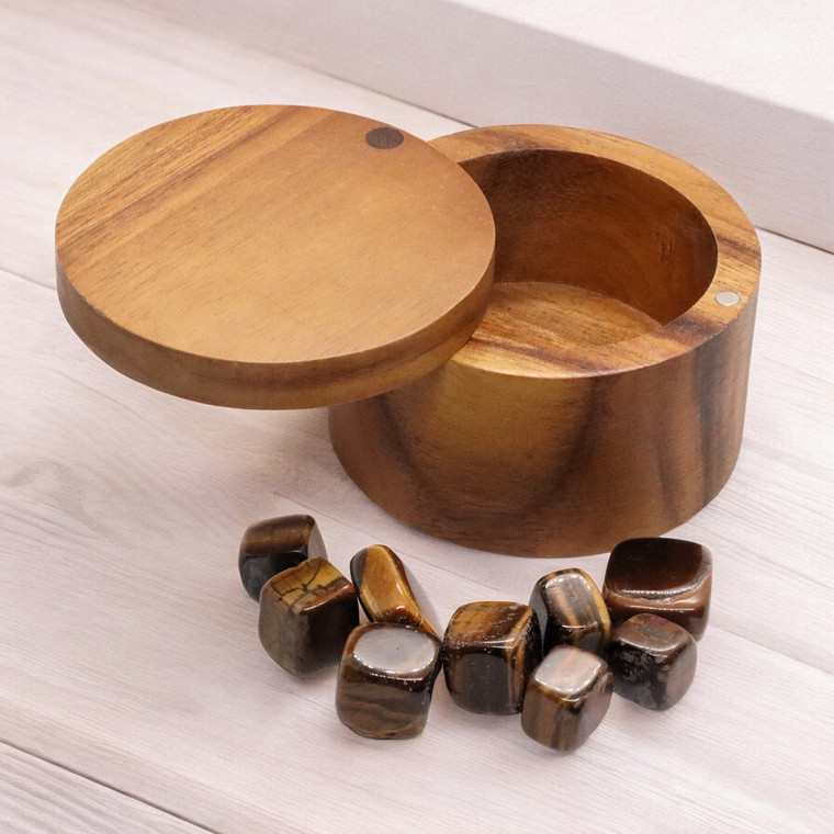 BOYBEADS Tiger's Eye Wooden Gift Box Objet d'art BOYBEADS