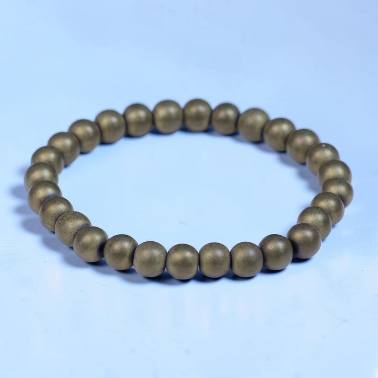 Matty 8mm vintage matte gold hematite  bead bracelet by BOYBEADS