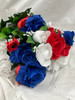 mixed rose bush w/ gyp red,white,blue