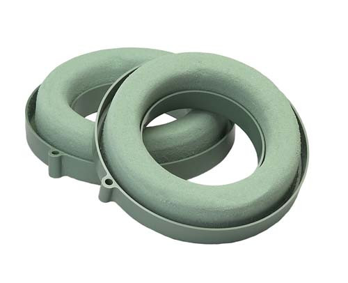 Ready-to-use ring of Standard OASIS® Floral Foam Maxlife securely glued to a sturdy plastic base

    Perfect for centerpieces, smaller tribute pieces and holiday and advent wreaths 
    Plastic base with hole for hanging
    6" D x 1-1/2" W x 1-3/4" H, 3-1/4" inside open diameter
    2 per pack