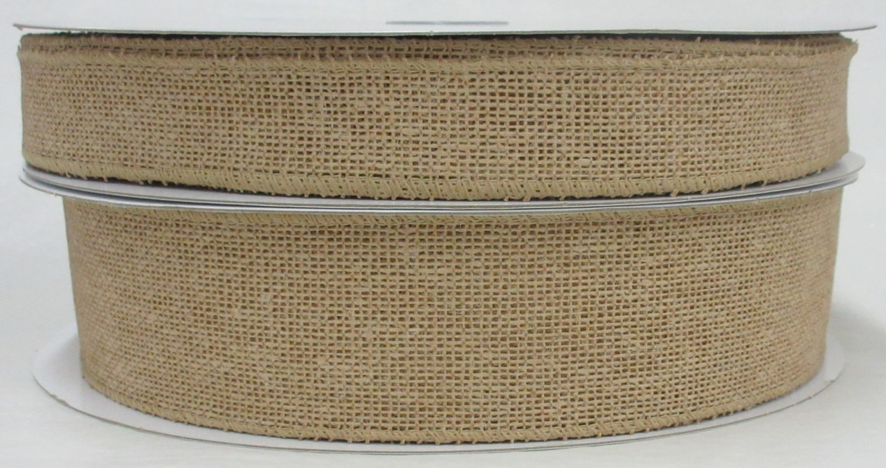 Wired Burlap Ribbon-Natural   *2 sizes