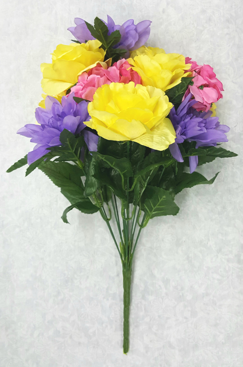 Dahlia/ Rose/ Hydrangea Bush (x 13)-Pastel