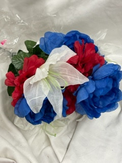 Peony/zinnia/lily bush Red,white,blue