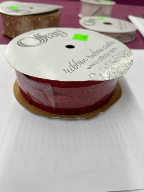 Glittered frosted satin #9 ribbon red 