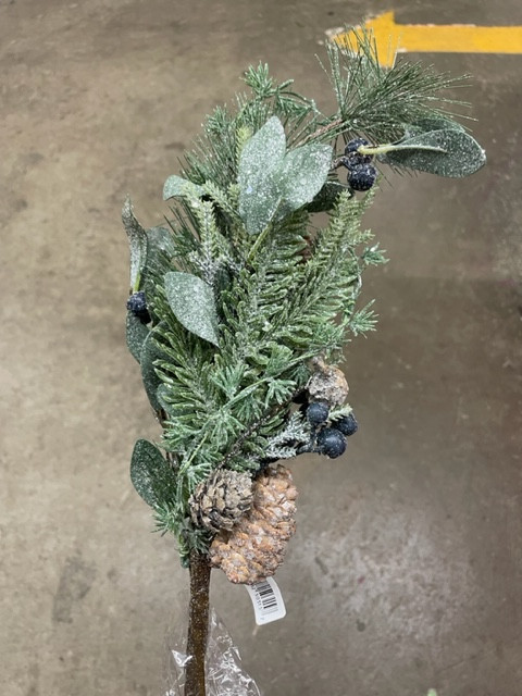 pick frost pine/berry/euc 10"x20" blue/green pvc/poly/plastic/pinecone mvx glitter/mica first frost 