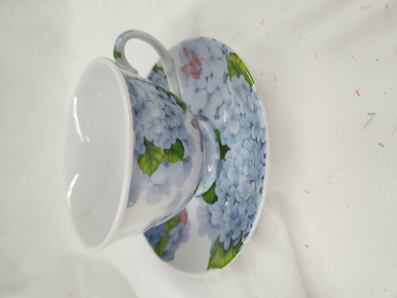 Blue Hydrangea Teacup and Saucer - Set of 6