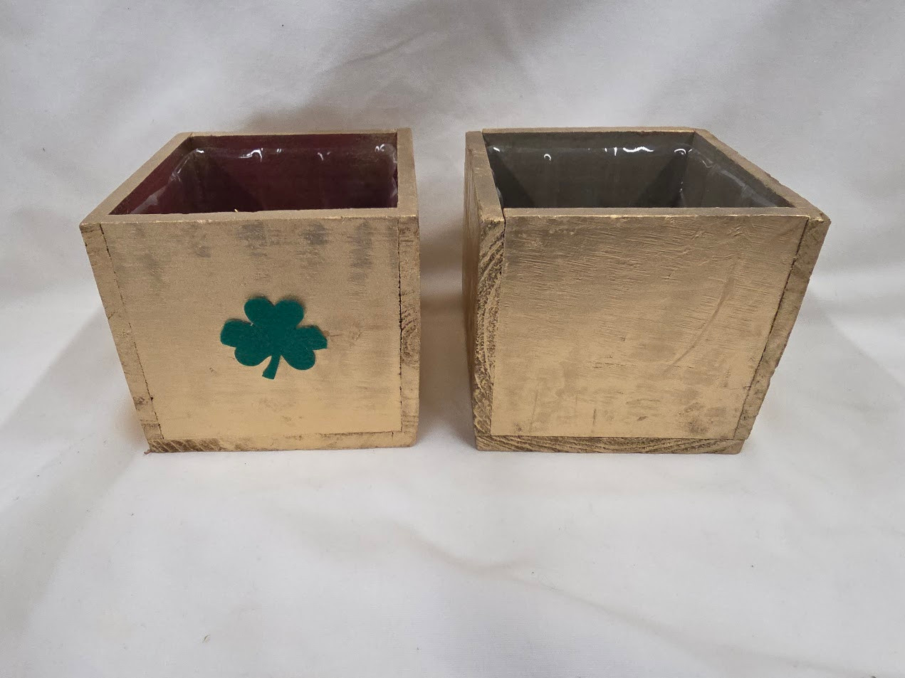 4" Wooden Cube - Gold