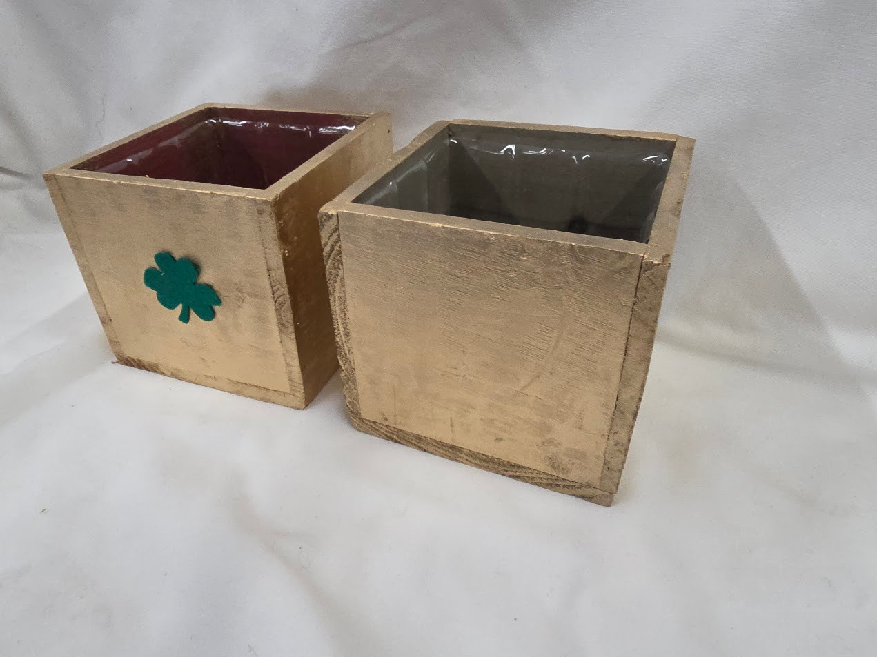 4" Wooden Cube - Gold