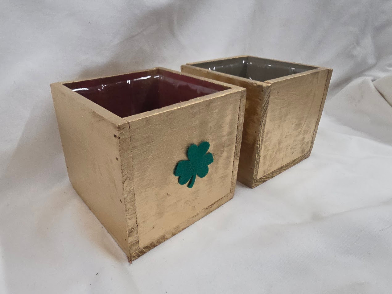 4" Wooden Cube - Gold