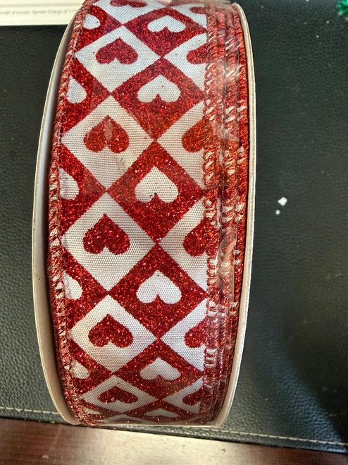 Hearts & Diamonds # 9 or 1 1/2" Valentine's Ribbon. 50 yard bolt.
